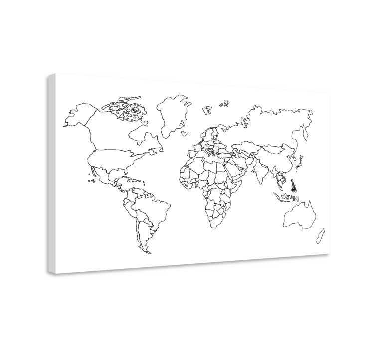 キャンバス 世界地図 アウトラインワールドマップ - TENSTICKERS