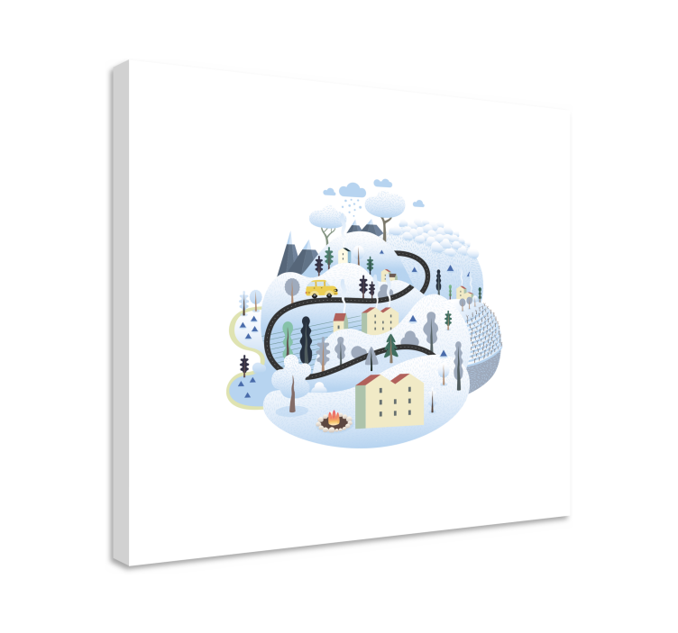 キャンバス 都市と国 冬の風景ルート - TENSTICKERS