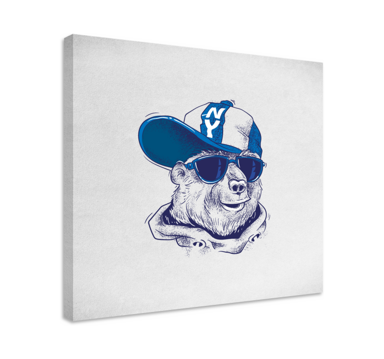 青いクマの漫画の落書きの現代の帆布 - TENSTICKERS