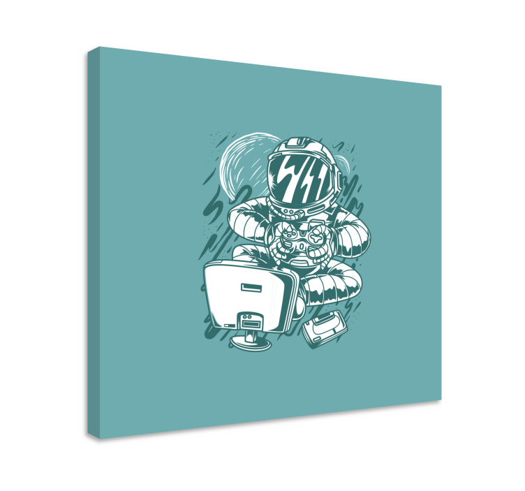 ビデオゲームキャンバスプリント宇宙飛行士のゲームの楽しさ - TENSTICKERS