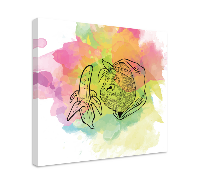 キャンバス abcと文字 ゴリラがバナナを持っている - TENSTICKERS