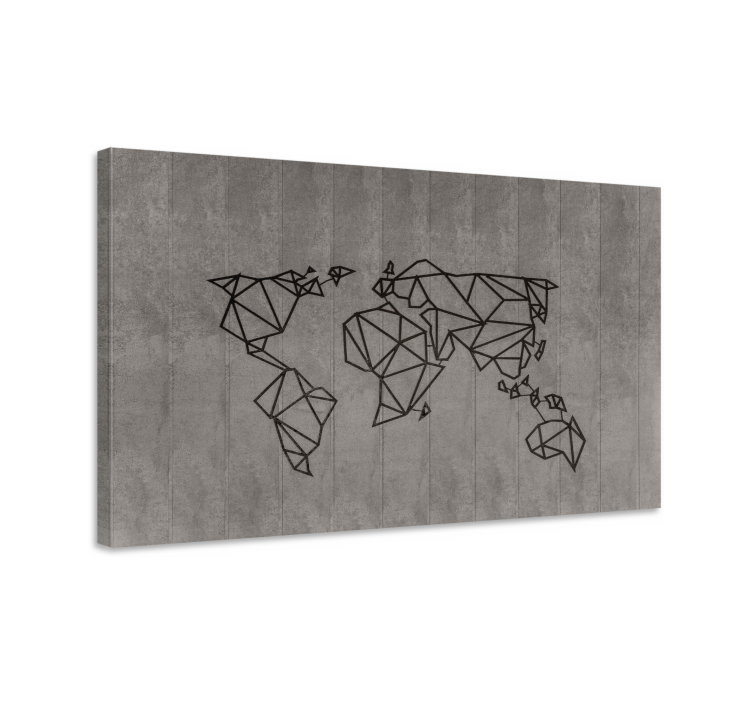 キャンバス 世界地図 ジオメトリックワールドアウトライン - TENSTICKERS