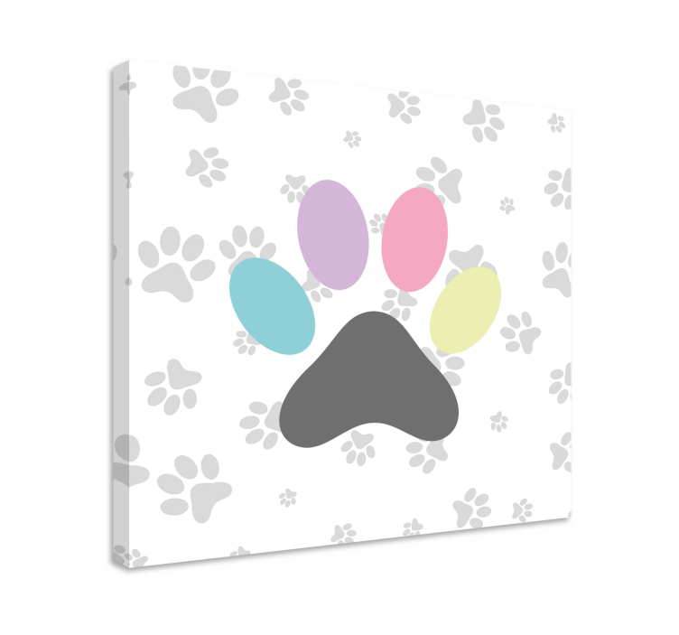 キャンバス 犬 カラフルな足跡 - TENSTICKERS