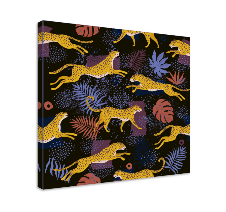 キャンバス 犬 跳ぶ黄色い犬たち - TENSTICKERS