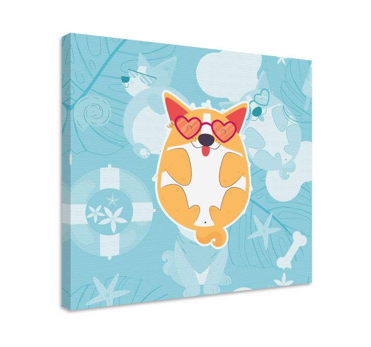 キャンバス 犬 魅力的なコーギーのリラックス - TENSTICKERS