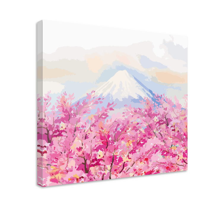 キャンバス 花や植物 富士山の桜 - TENSTICKERS