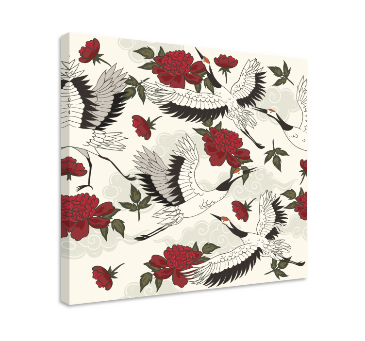 キャンバス マンダラ 鶴と花 - TENSTICKERS