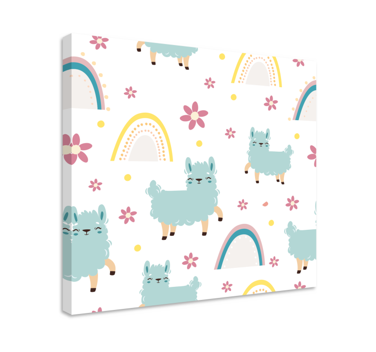 キャンバス 動物 ラマと花柄 - TENSTICKERS