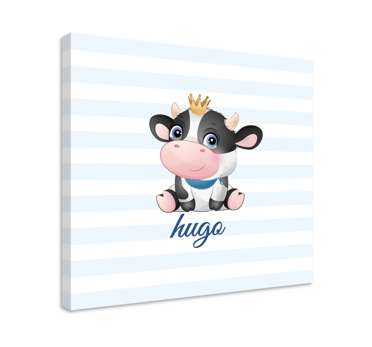キャンバス 動物 可愛い王冠をかぶった牛 - TENSTICKERS