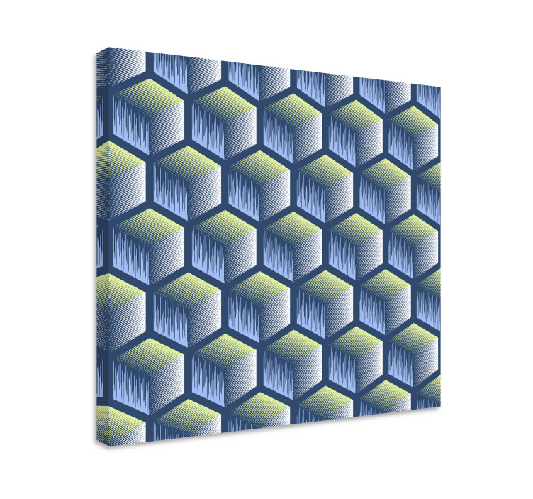 キャンバス 幾何学的 六角形キューブパターン - TENSTICKERS