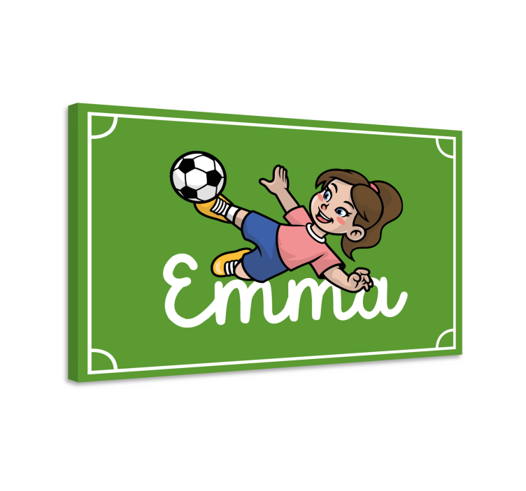 女の子のサッカー選手のパーソナライズされたキャンバス - TENSTICKERS