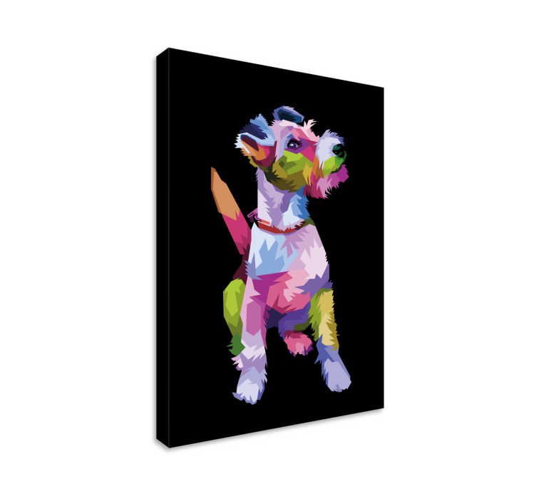 幾何学的な動物のフォックステリア犬のキャンバスプリント - TENSTICKERS