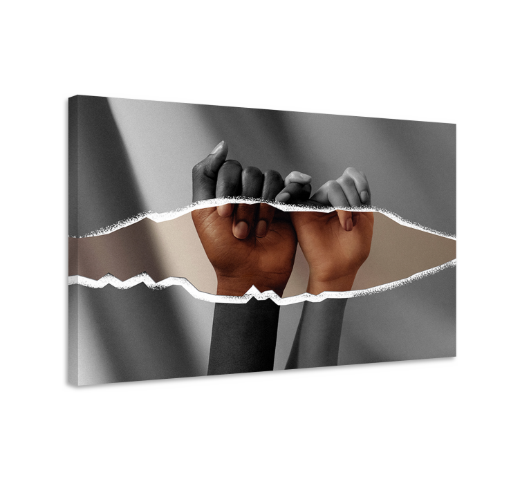 キャンバス 人とキャラクター 手を合わせて - TENSTICKERS