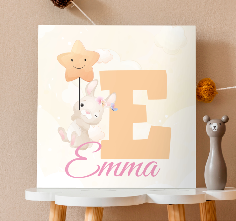 3d キャンバス 幸せなウサギと星を持つ - TENSTICKERS