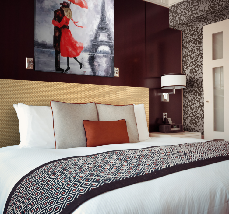 キャンバス エレガント ロマンティックパリの抱擁 - TENSTICKERS