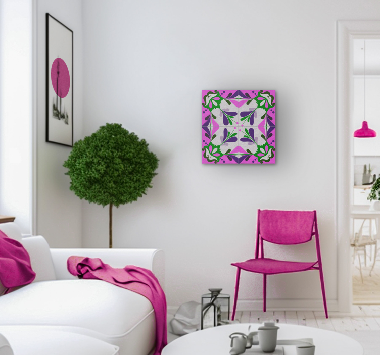 キャンバス ビンテージ ピンクの油圧タイル - TENSTICKERS