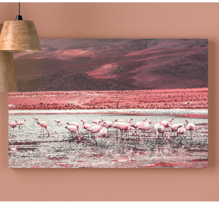 キャンバス 鳥 水辺のフラミンゴ - TENSTICKERS
