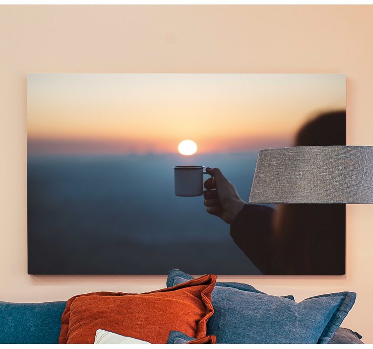 キャンバス 人とキャラクター マグを持つ手 - TENSTICKERS