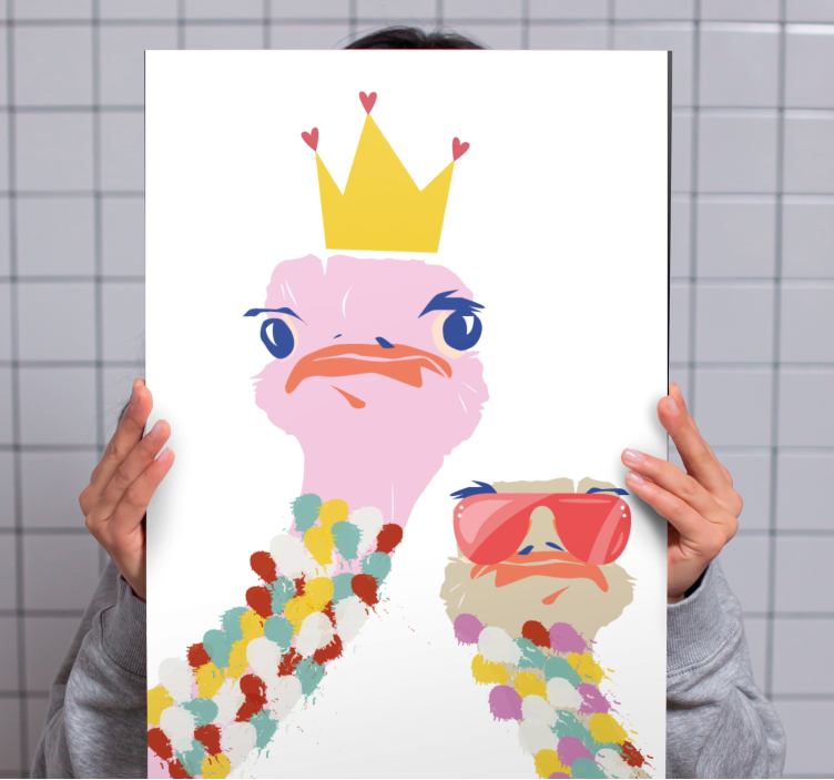 カラフルなダチョウの芸術的なスタイルのモダンなキャンバス - TENSTICKERS