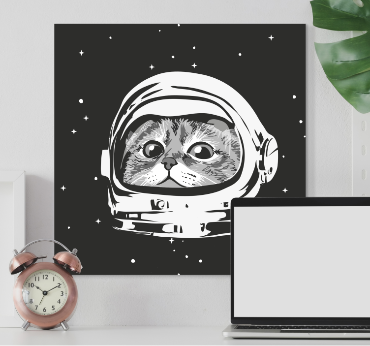 かわいい宇宙飛行士の猫の寝室の壁のプリント - TENSTICKERS