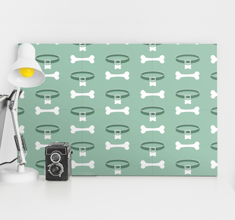 キャンバス 犬 骨と首輪のパターン - TENSTICKERS