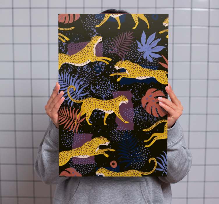 キャンバス 犬 跳ぶ黄色い犬たち - TENSTICKERS