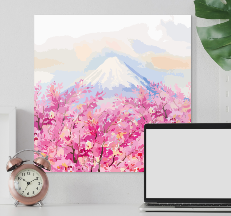 キャンバス 花や植物 富士山の桜 - TENSTICKERS