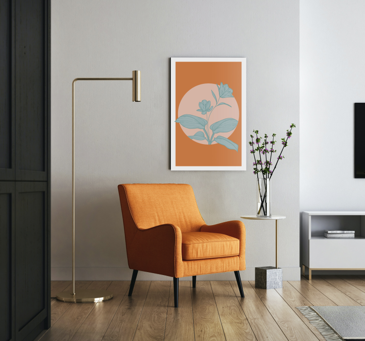 キャンバス 花や植物 オレンジのスタイライズドイラスト - TENSTICKERS