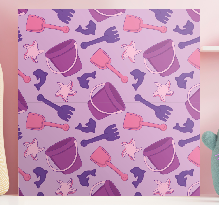 キャンバス 子供達 ビーチトイパターン - TENSTICKERS