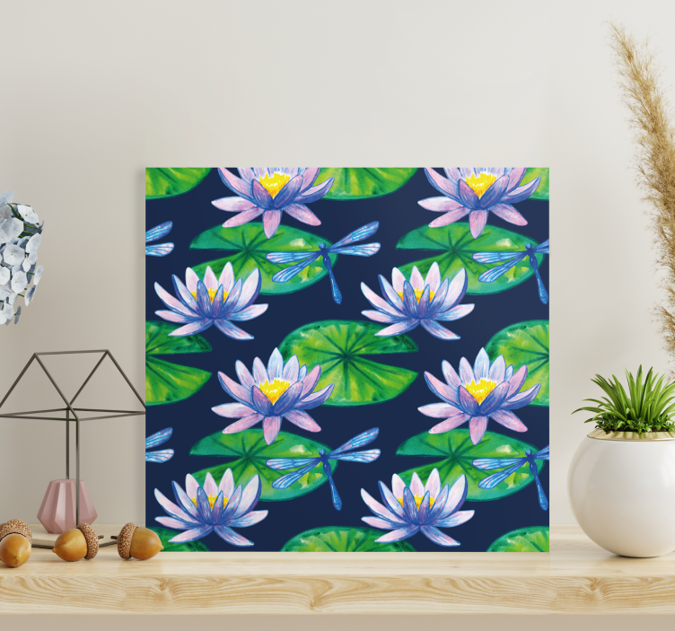 リリーパッド柄トンボ帆布 - TENSTICKERS