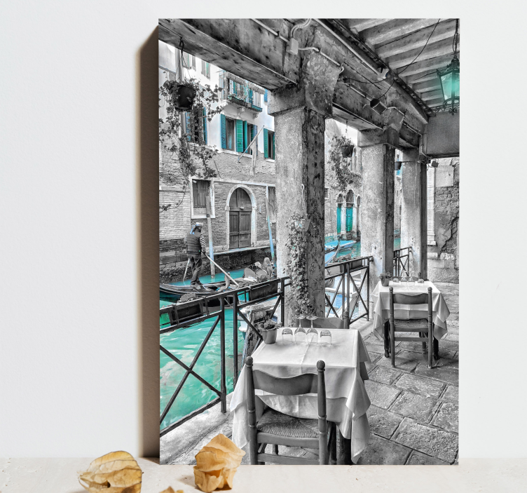 ボートに乗っている男ヴェネツィア市のキャンバスプリント - TENSTICKERS