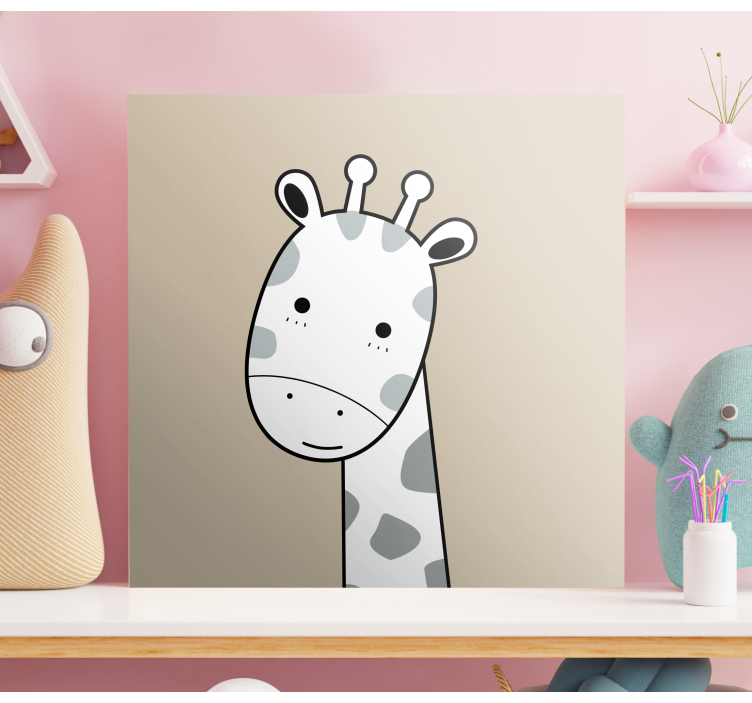 北欧ベージュキリンアニマルキャンバスプリント - TENSTICKERS