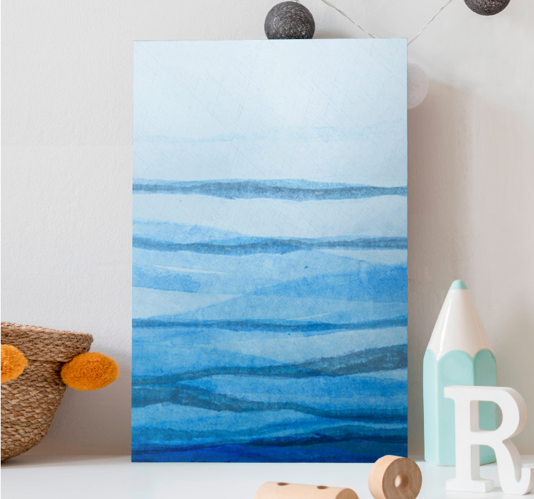 オンブル効果は青い色合いのモダンなキャンバスを縞模様にします - TENSTICKERS