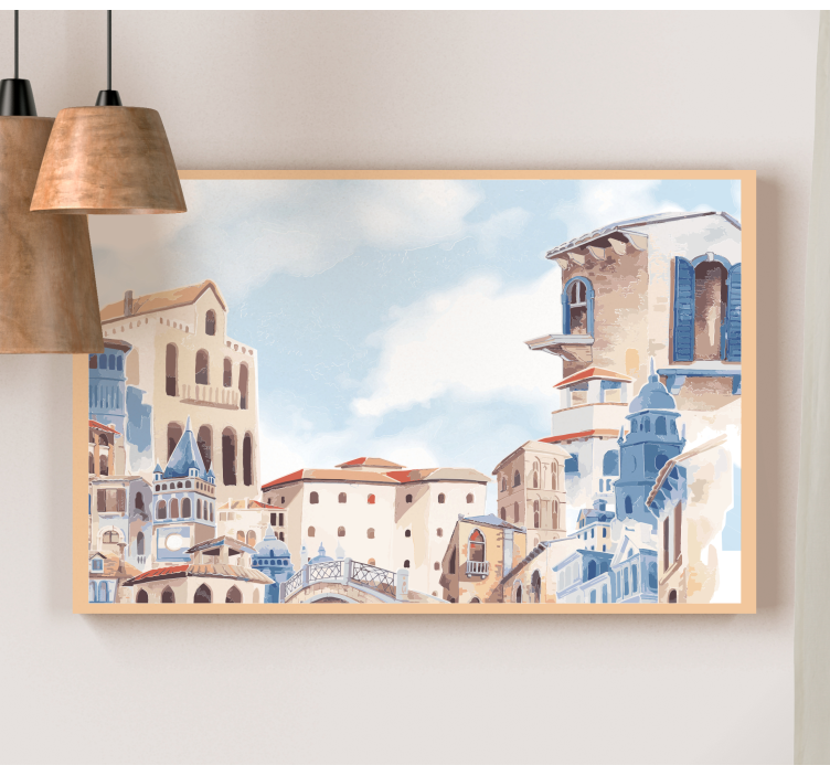 水彩画の街の描画保育園のキャンバス - TENSTICKERS