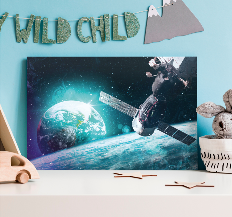 キャンバス 世界地図 宇宙探査のシーン - TENSTICKERS