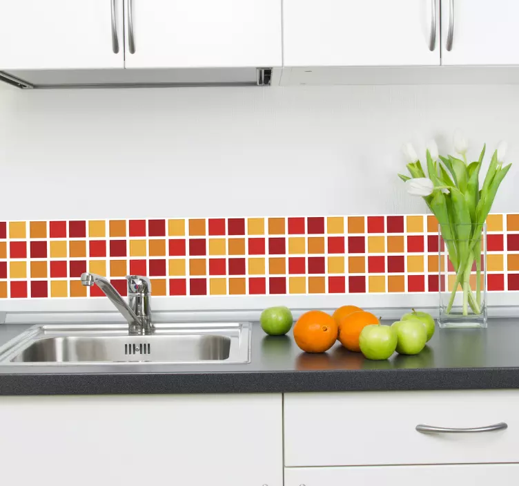 暖色のバスルームのタイルステッカー - TENSTICKERS