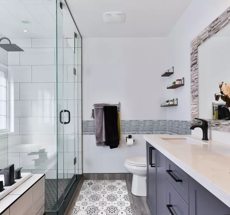 ミラーフレームの石のテクスチャミラーステッカー - TENSTICKERS