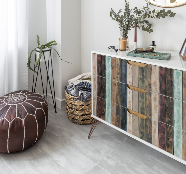 カラフルな塗装縦板家具デカール - TENSTICKERS