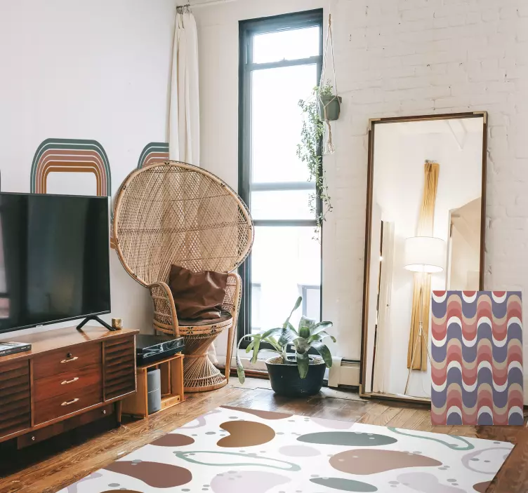 抽象的な最小限の波の壁の境界線のステッカー - TENSTICKERS