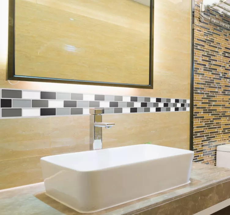 灰色の色調のタイルボーダーステッカー - TENSTICKERS