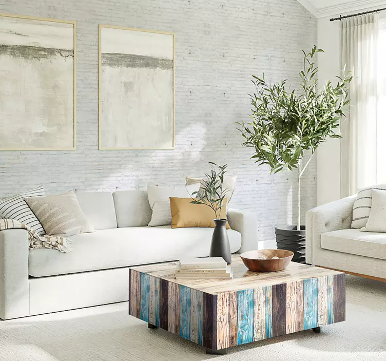 塗られた木製のリビングルームの壁の装飾 - TENSTICKERS