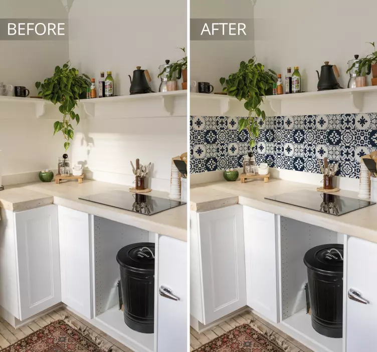 装飾壁ステッカー ネイビー幾何学模様 - TENSTICKERS