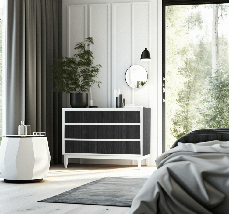 家具のステッカー 黒い木材 - TENSTICKERS