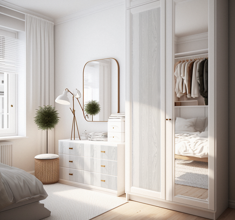 家具のステッカー テクスチャー白い木 - TENSTICKERS