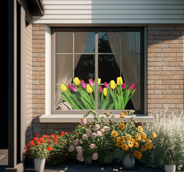 チューリップブーケウィンドウステッカー - TENSTICKERS