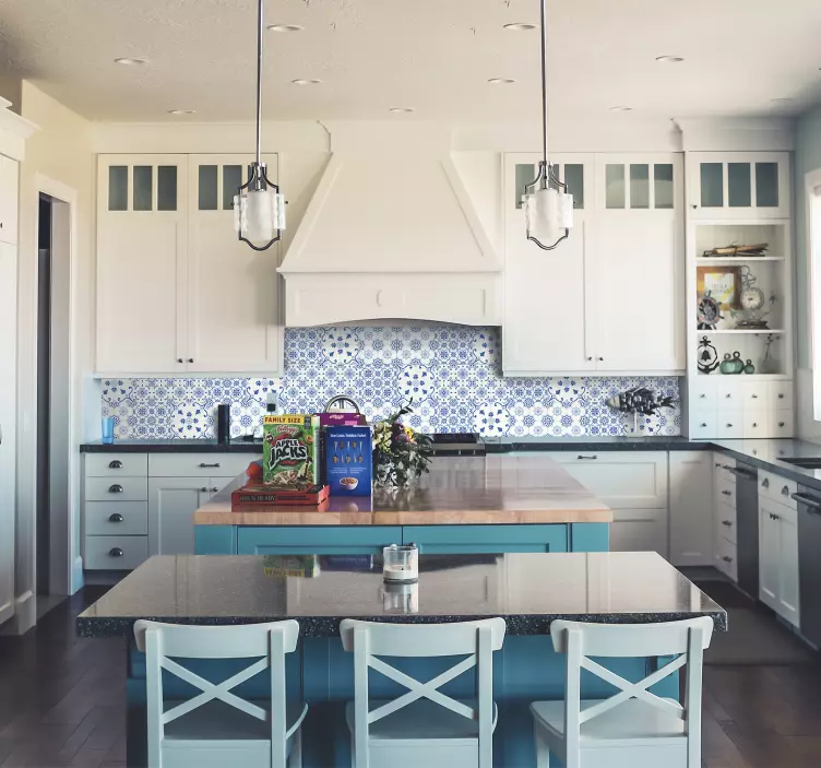 デルフトブルータイルビニールステッカー - TENSTICKERS