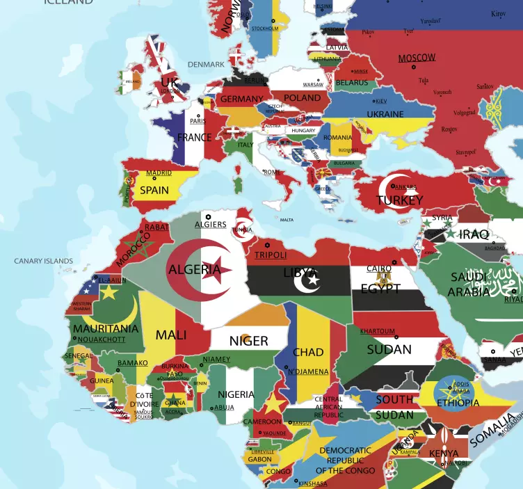 世界の国旗世界の壁のステッカー - TENSTICKERS