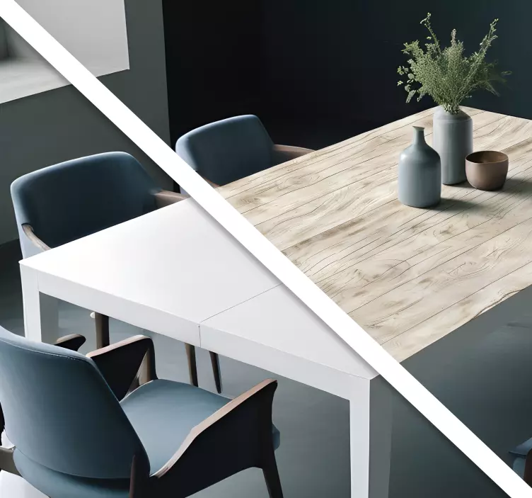 ダイニングルームステッカー テーブル用の明るい木材 - TENSTICKERS