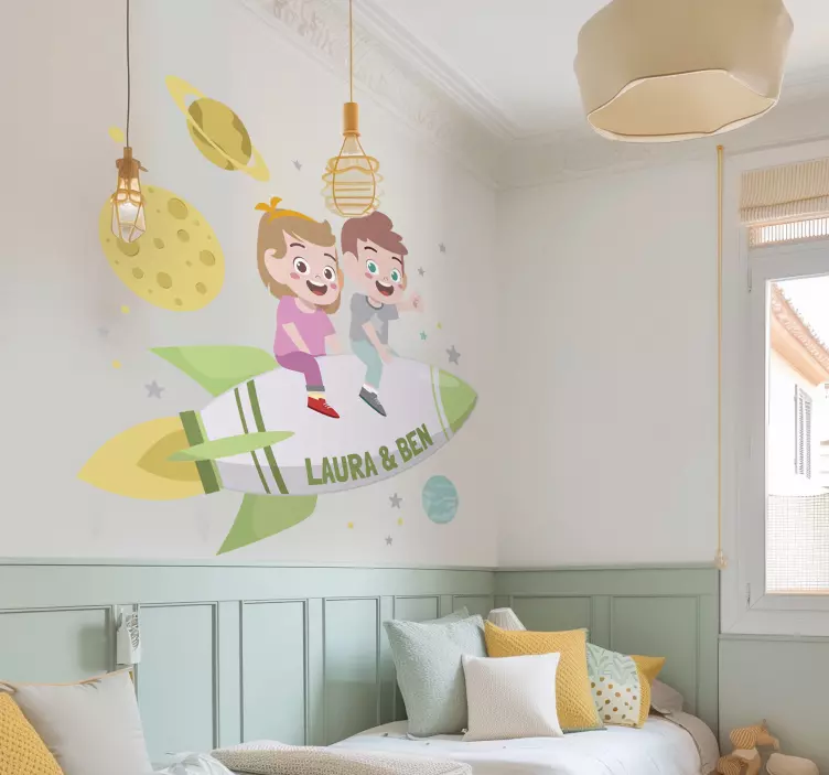 宇宙ステッカー ロケットに乗った兄弟 - TENSTICKERS