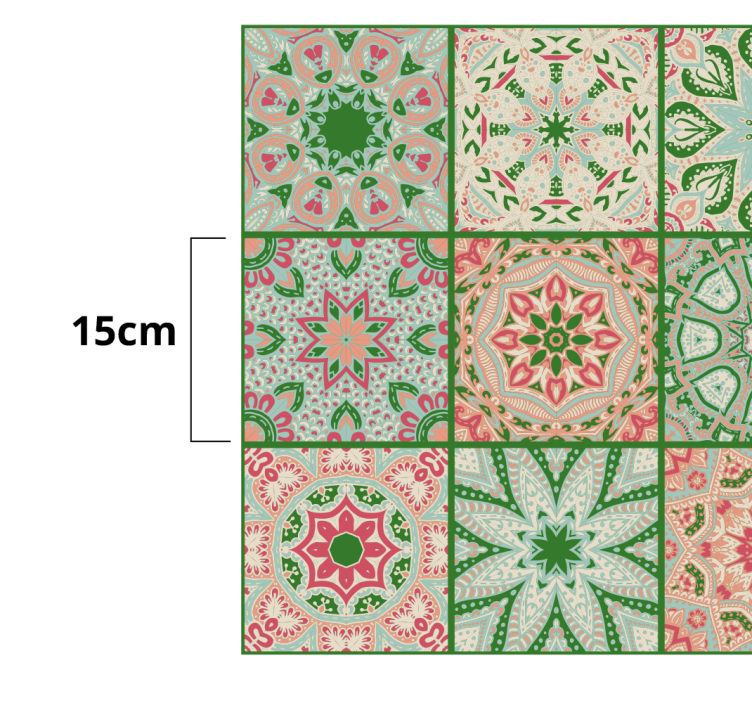 装飾壁ステッカーカラフルパターンタイル - TENSTICKERS